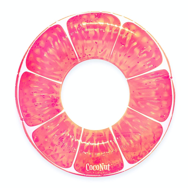 Coconut Float: Pink Grapefruit Glitter - 42"" Pool Float Ring, Inflatable, Anti-Leak, Durable, Party Water Accessory - Image 1